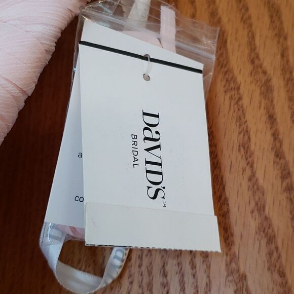 NWT David's Bridal Light Peach (Petal) Strapless Crinkle Chiffon Dress Sz 8 - Picture 3 of 6